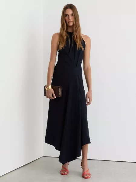 Reiss Maeve Drape Detail Midi Dress