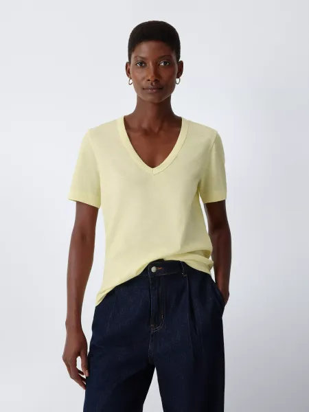John Lewis Slub Cotton V-Neck T-Shirt