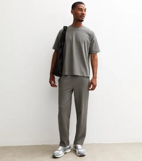 Grey Relaxed Panelled Straight Leg Joggers