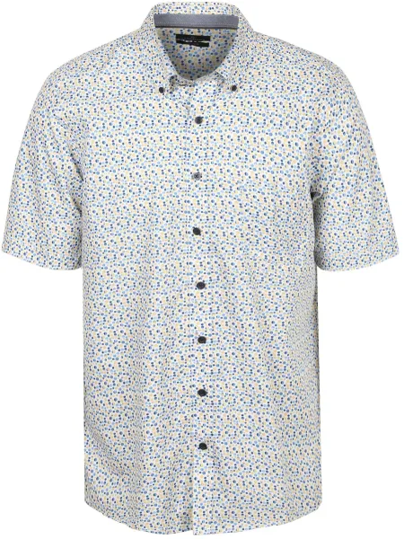 CASAMODA Short Sleeves Casual Shirt Dots Blue Yellow maat 3XL