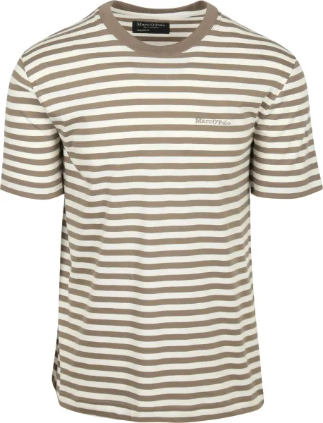 Marc O'Polo T-shirt Stripes Kaki Green Khaki maat L