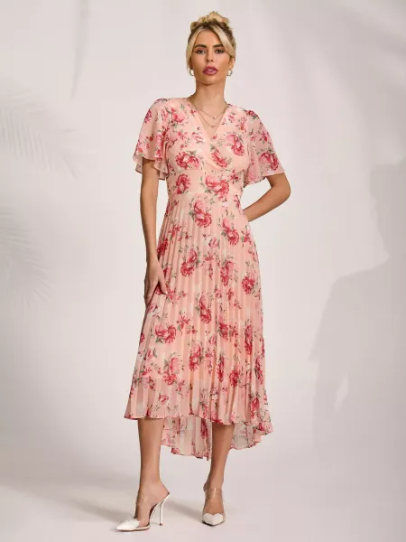 Jolie Moi Floral Pleated Maxi Dress