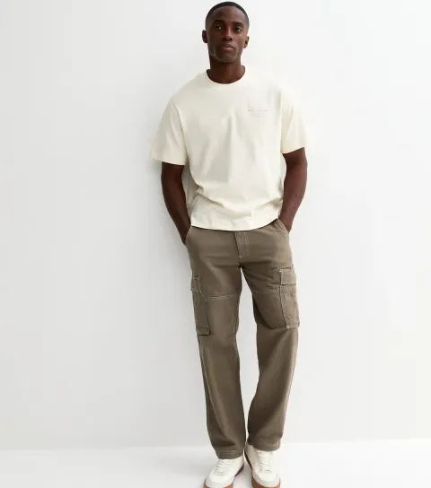 Light Brown Contrast Trim Stitch Cargo Trousers