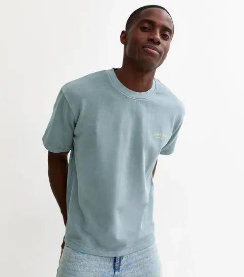 Light Blue Sweat Relaxed Washed Logo T-Shirt