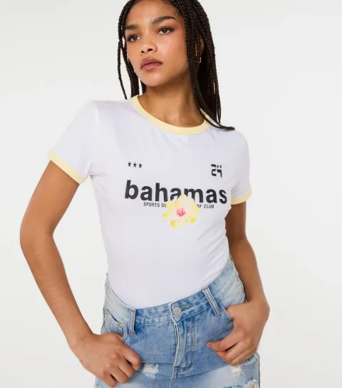 Off White Hibiscus Flower T-Shirt