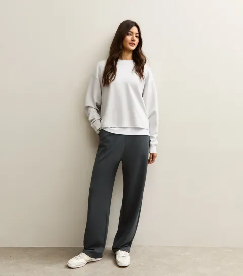 Premium Light Grey Barrel Leg Joggers
