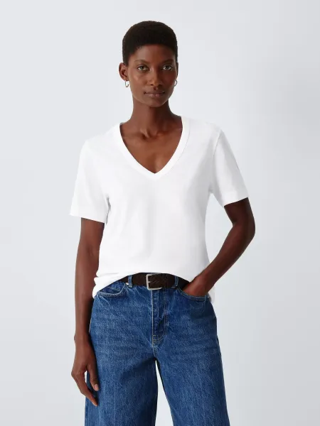 John Lewis Slub Cotton V-Neck T-Shirt