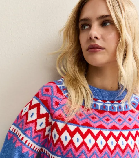 Mid Blue Fair Isle Pattern Jumper