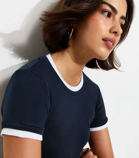 Navy Layered Baby Tee T-Shirt