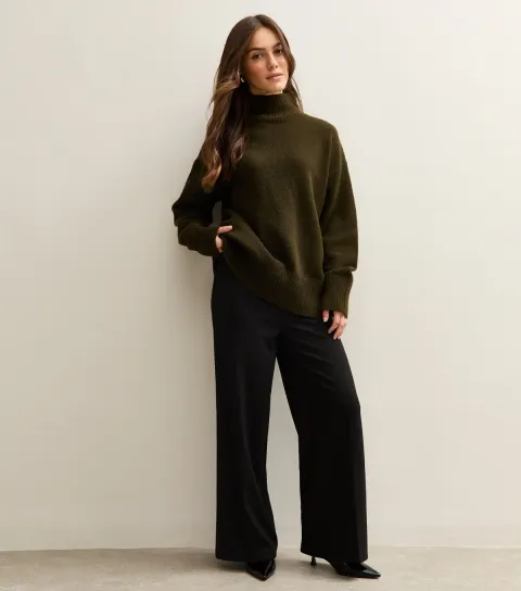 Petite Black Wide Leg Trousers