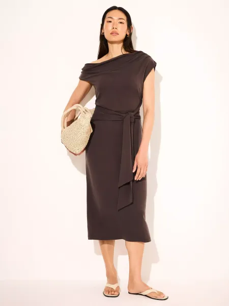 Mint Velvet Tie Waist Sheath Midi Dress