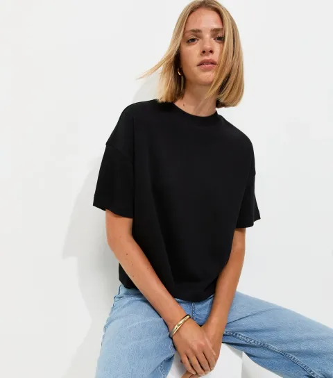 Premium Black Heavyweight Cotton Boxy Fit T-Shirt