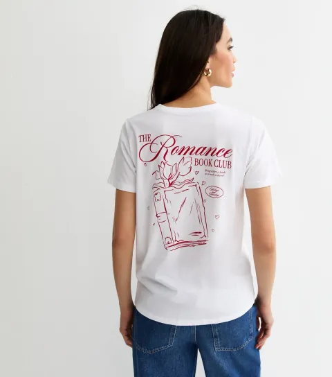 White Romance Book Club Print T-Shirt