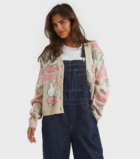 Pink Miffy Flower Knitted Cardigan