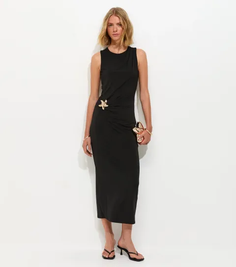 Black Starfish Charm Racerback Midi Dress