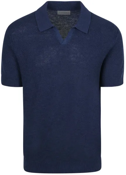 Suitable Polo Shirt Riva Bean Linen Cotton Navy Blue Dark Blue maat L