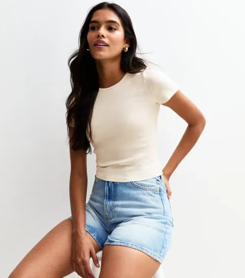 Cream Short Sleeve Baby Tee T-Shirt