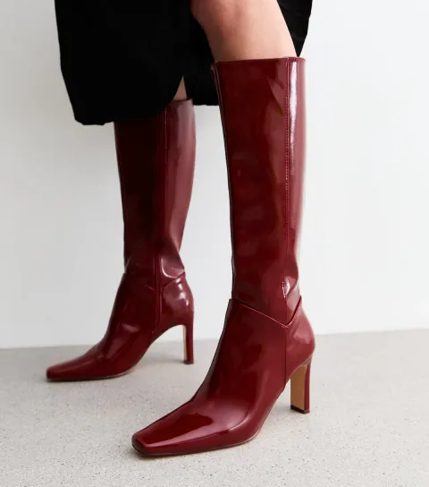 Pose Burgundy Faux Leather Knee High Boots