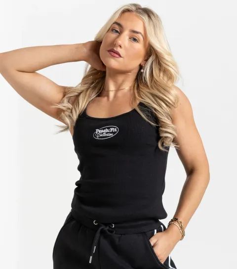 Black Laelia Ribbed Vest Top