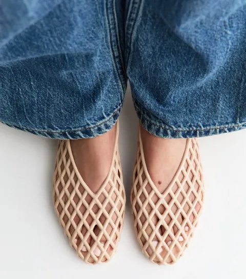 Truffle Pink Jelly Ballet Pumps
