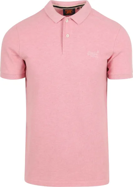 Superdry Classic Polo Shirt Melange Pink maat L