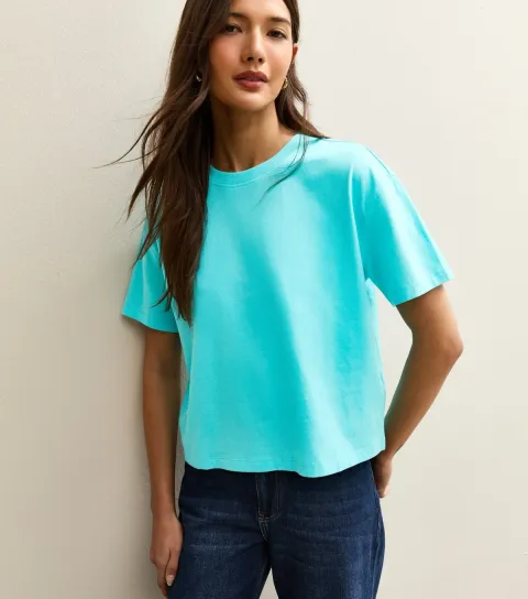 Teal Cotton Boxy Fit T-Shirt