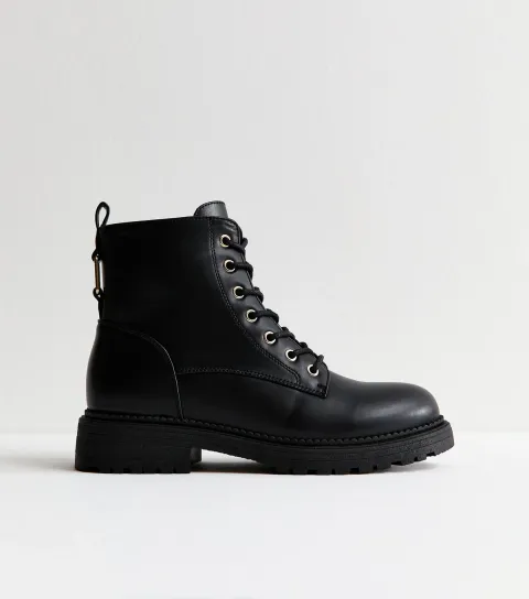 Black Lace Up Ankle Boots