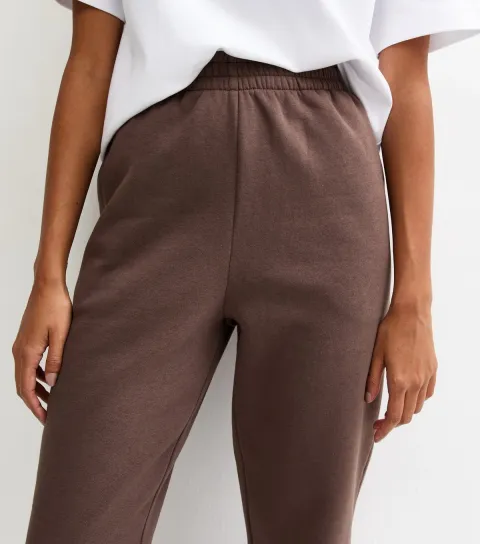 Brown Jersey Cuffed Joggers