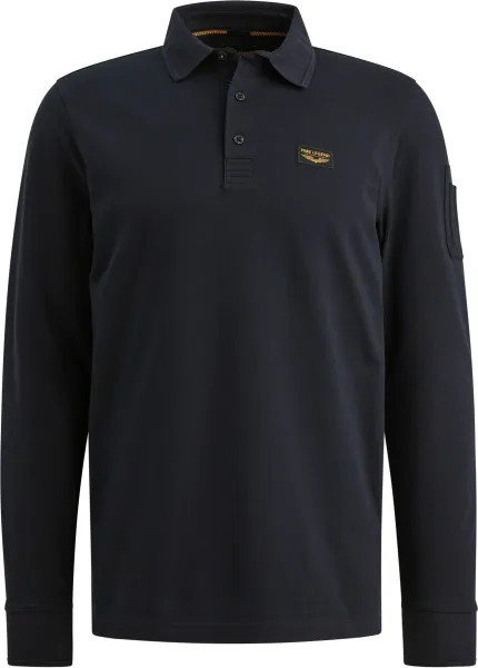 PME Legend American Classic Longsleeve Polo Shirt Navy Blue Dark Blue maat 3XL