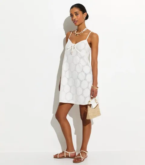 White Floral Lace Beach Mini Dress