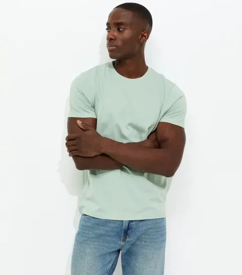 Light Green Regular Crew Neck Jersey T-Shirt