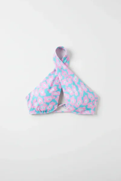 Frankies Bikinis Bash Terry Halter Bikini Top in Daisy Dream