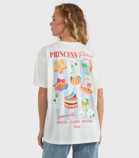 White Disney Princess Patisserie Print T-shirt