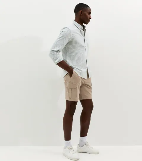 Stone Regular Fit Cargo Shorts