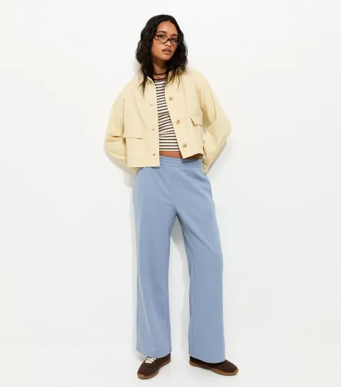 Blue Wide Leg Relaxed Fit Joggers