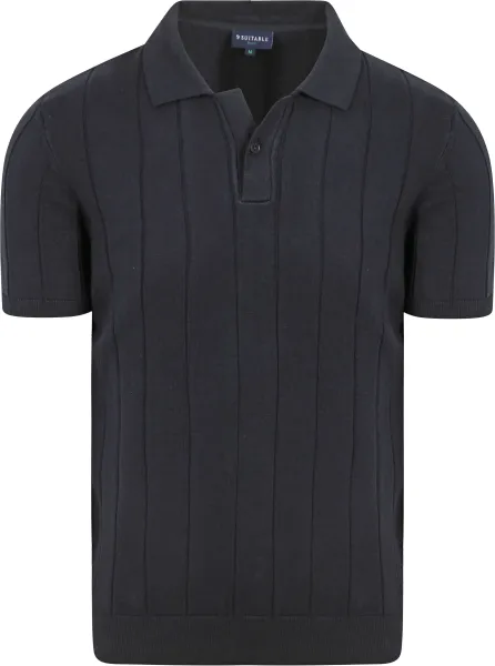 Suitable Respect Polo Shirt Drop Needle Navy Blue Dark Blue maat L