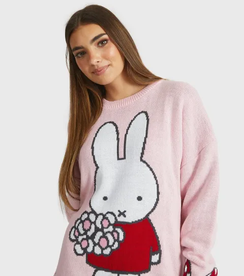 Light Pink Miffy Flower Knit Jumper