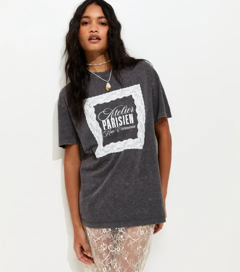 Dark Grey Cotton Atelier Parisien Oversized T-Shirt
