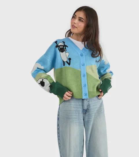 Blue Shaun The Sheep Knitted Cardigan