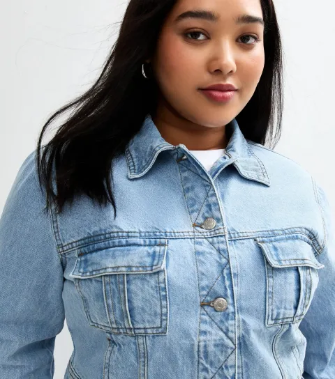 Curve Blue Long Sleeve Denim Jacket