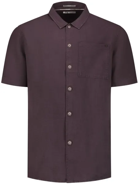 No Excess Short Sleeve Shirt Linen Blend Brown maat 3XL