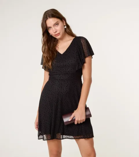 Black Flared Mini Dress