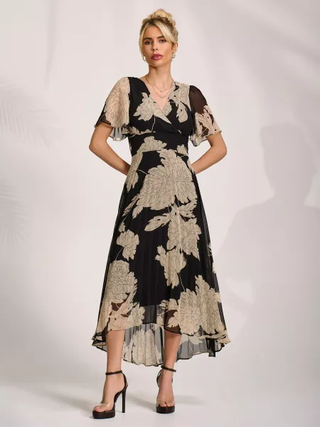 Jolie Moi Floral Pleated Maxi Dress
