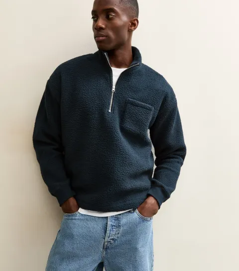 Navy High Neck Sweatshirt