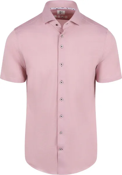 R2 Short Sleeve Shirt Technical Knitted Dobby Pink maat L
