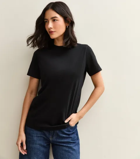 Black Cotton Crew Neck T-Shirt