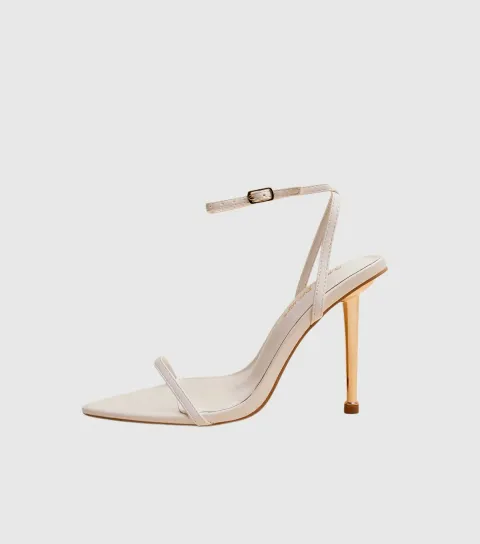 White Legacy Faux Leather Stiletto Heel Sandals