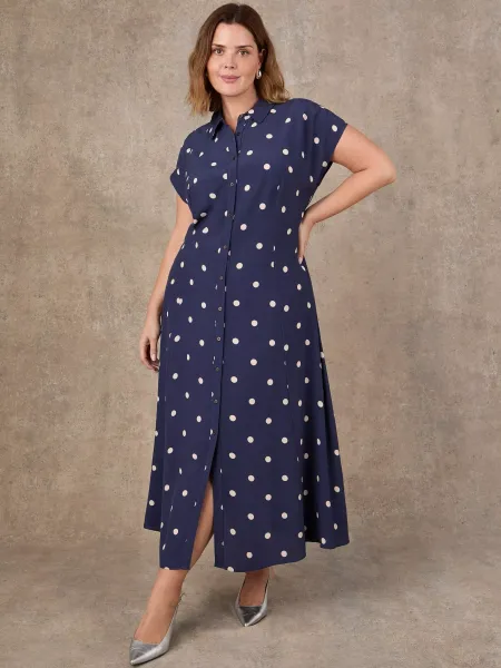Live Unlimited Polka Dot Shirt Midaxi Dress