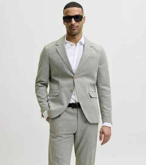 Light Khaki Regular Cotton-Linen Blazer