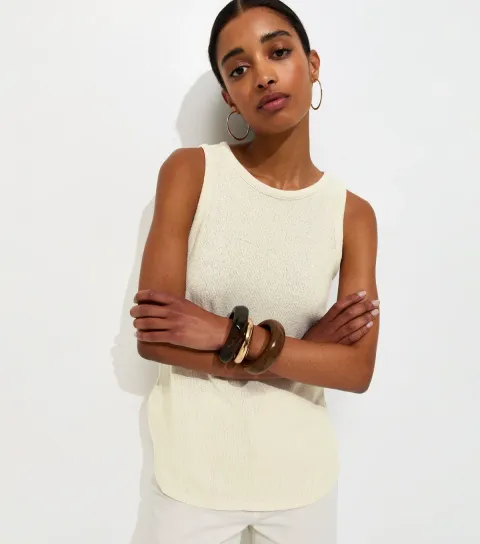 Cream Textured Soft Touch Vest Top